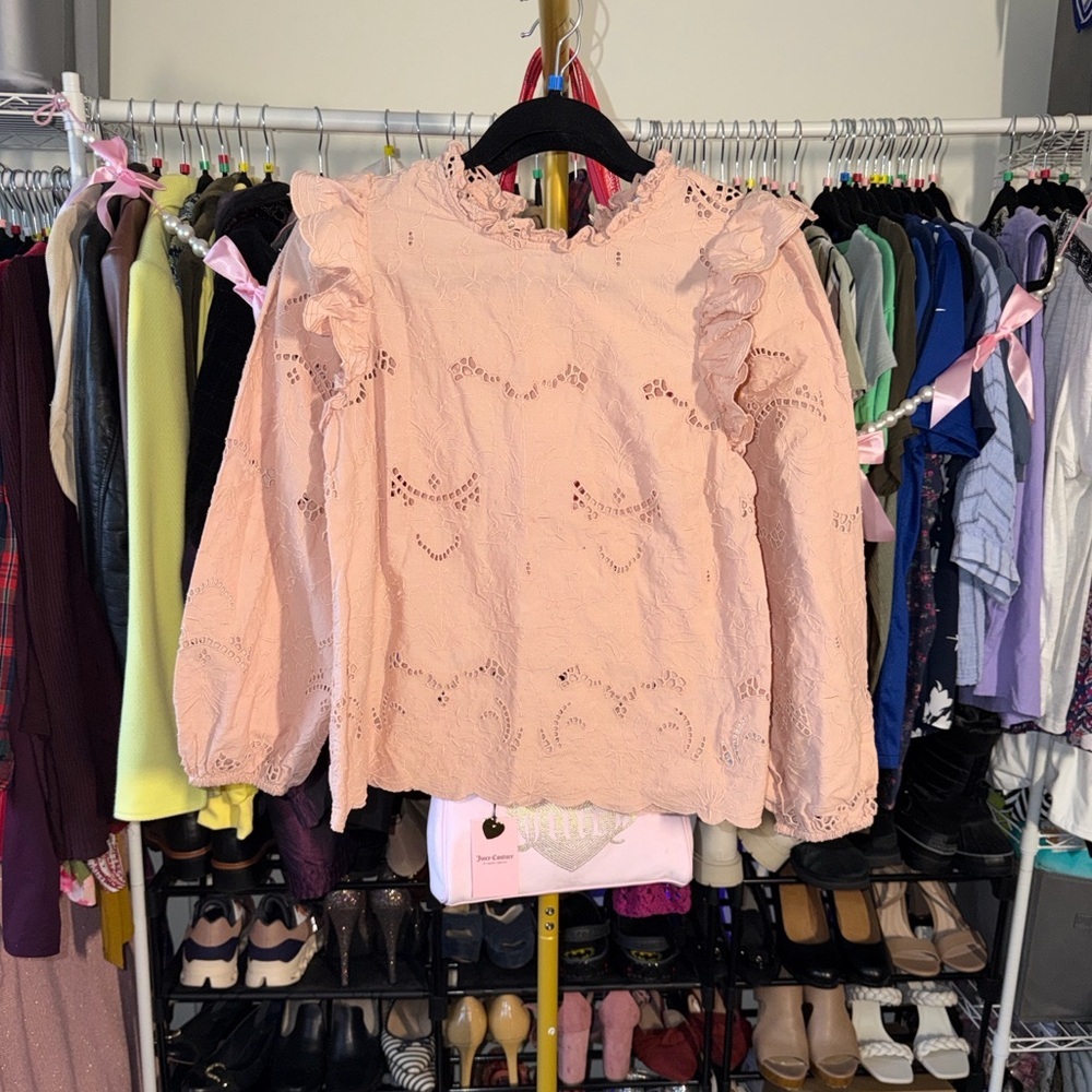 Primark Blush Pink Lade ruffle atop size xs - Picture 2 of 6